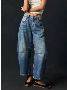 We the Free Good Luck Mid Rise Barrel Leg Jeans 24